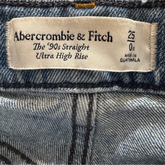 A&F Jeans 90s Straight Ultra High Rise Distressed Crossover Waist 0 - Picture 9 of 10